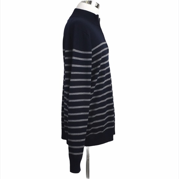 Brooks Brothers Navy Striped Quarter Zip Pullover - Picture 2 of 10